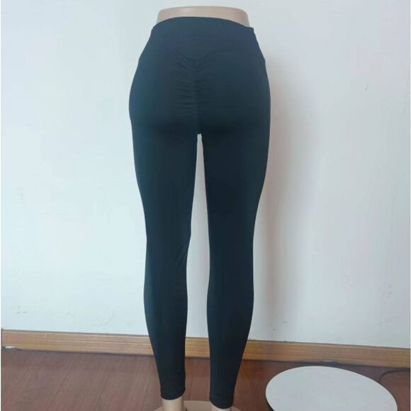 Women Leggings Booty Scrunch Round High Waist Butt Yoga Legging Fitness Pants - Picture 6 of 9